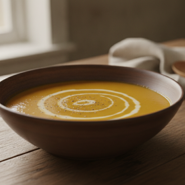 Sopa de calabaza cremosa con nuez moscada