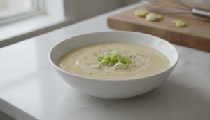 Vichyssoise: crema fría de puerro y patata con nata y pimienta negra