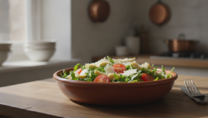 Ensalada de rucula y alcachofas con parmesano
