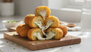 Croquetas de arroz a la mozzarella con el queso fundido