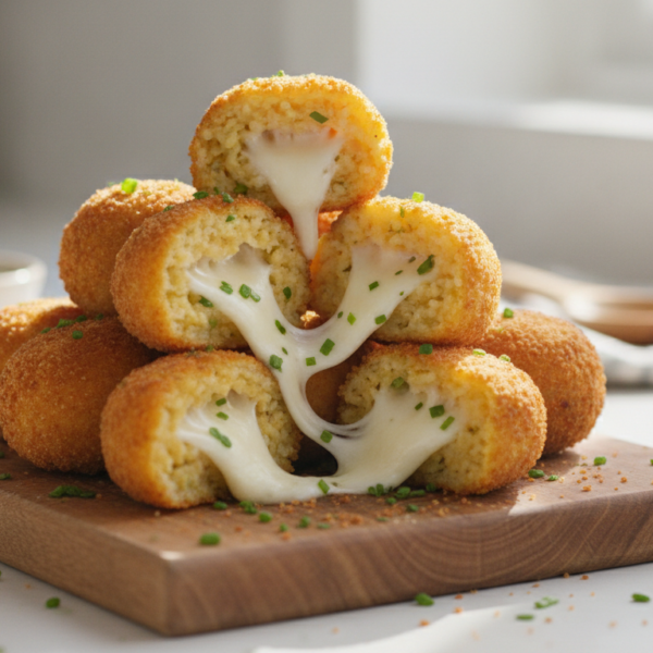 Croquetas de arroz a la mozzarella con el queso fundido