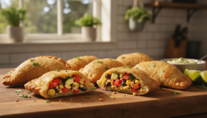 Empanadillas vegetales fritas rellenas de verduras y tofu