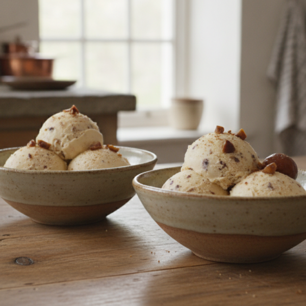 Helado de castañas casero servido en cuencos