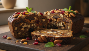 Pan de higos tradicional con almendras, nueces, dátiles y naranja confitada