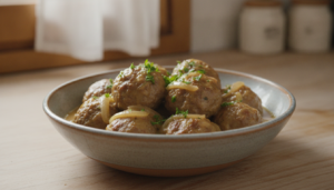 Albóndigas de ternera en salsa de vino blanco con perejil