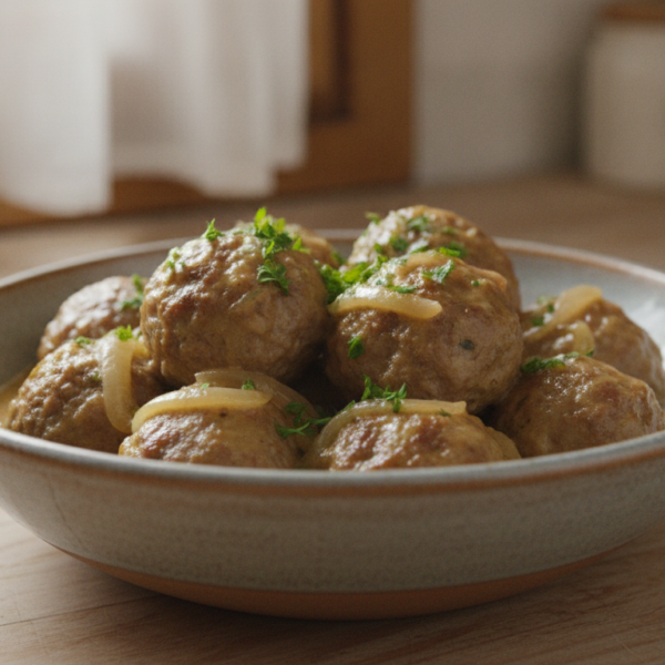 Albóndigas de ternera en salsa de vino blanco con perejil
