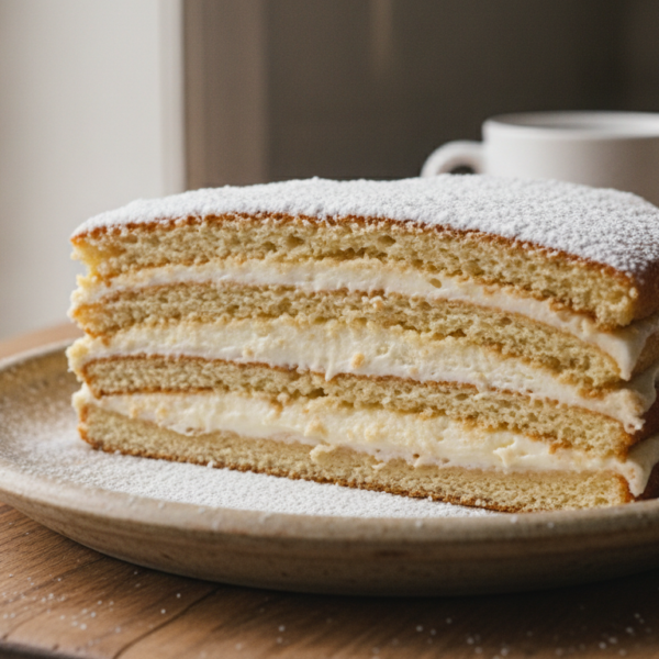 Tarta de leche condensada y queso en capas, corte mostrando el relleno