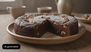 Piramides de nueces con chocolate desmoldadas y en rodajas
