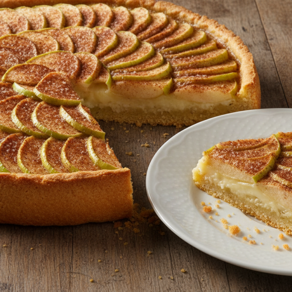 Tarta de manzana casera con base de polenta y canela