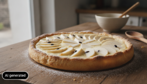 Tarta de chirimoya casera con nata y azucar