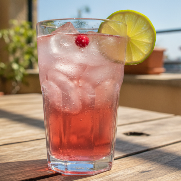 Cocktail Ricky sin alcohol con lima y granadina