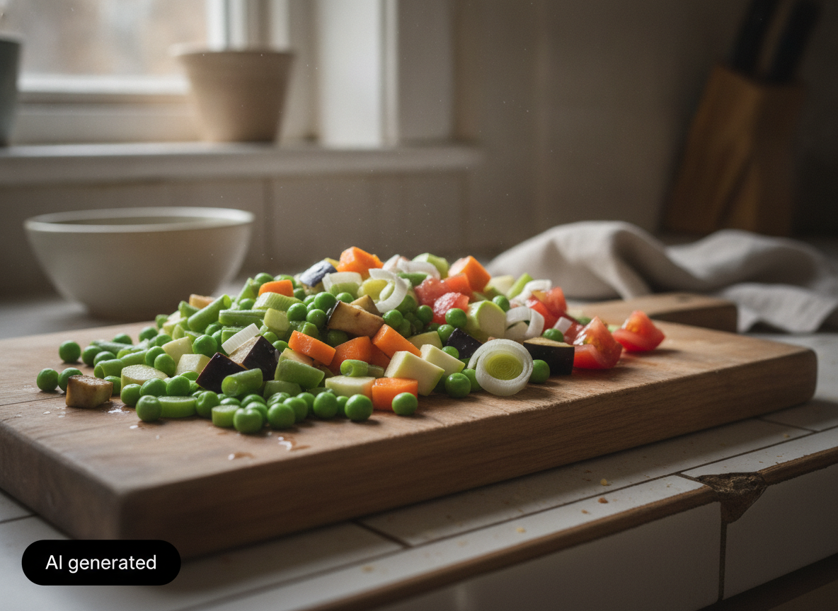 Fideuá de verduras: receta casera fácil y lista en menos de una hora 1 Verduras picadas para la fideua