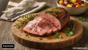 Roast beef de mantequilla cortado en lonchas finas